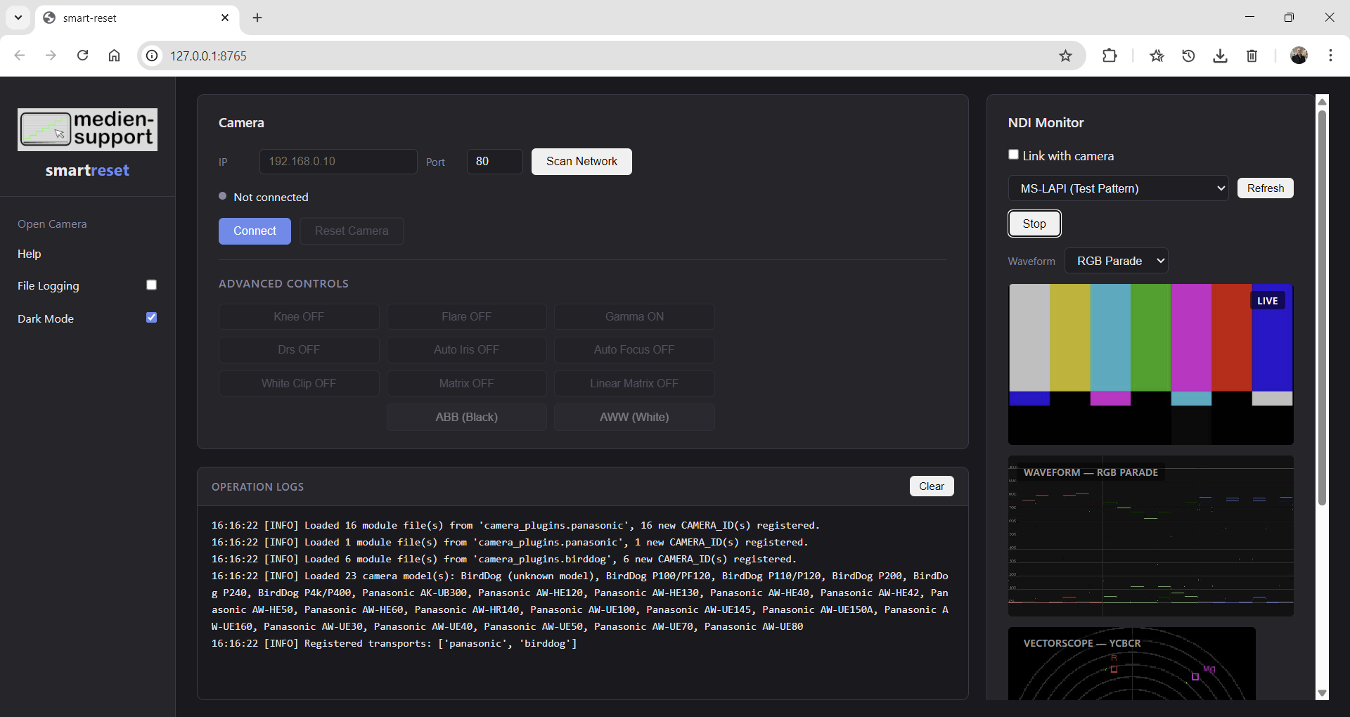 smart-reset browser UI